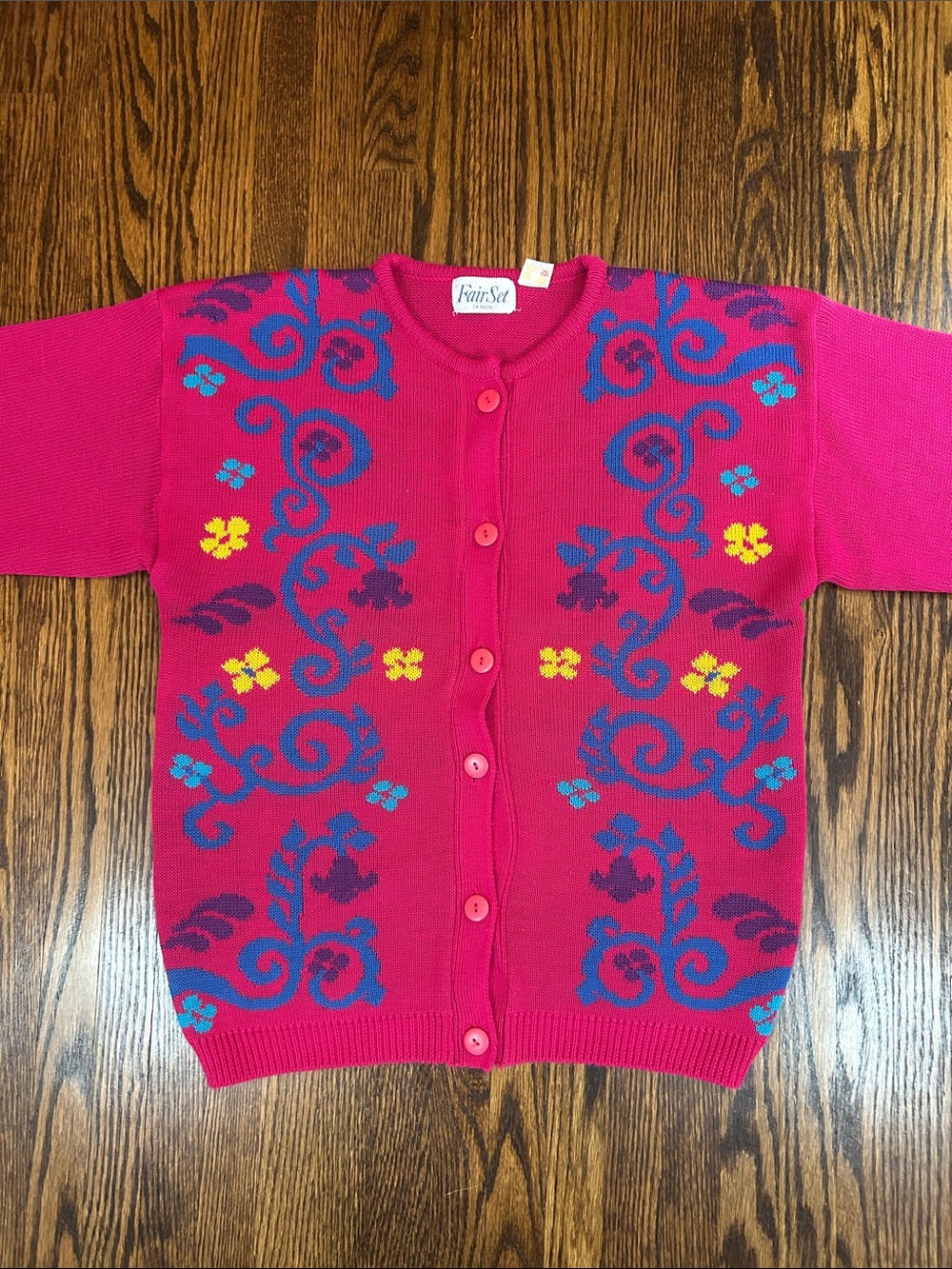 Vintage 90s Floral Knit Cardigan Sweater - Picture 5 of 9
